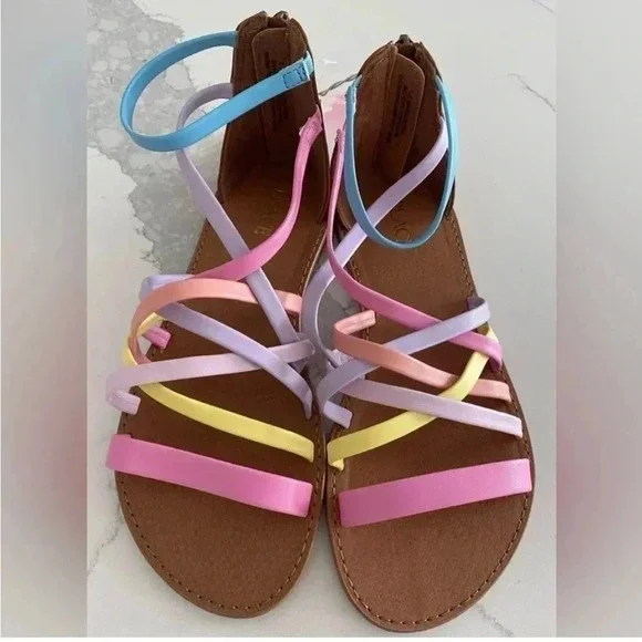 The Children's Place Springtime Strap‎ Sandals Rainbow Size 3 Youth Colorful NEW - Picture 2 of 4